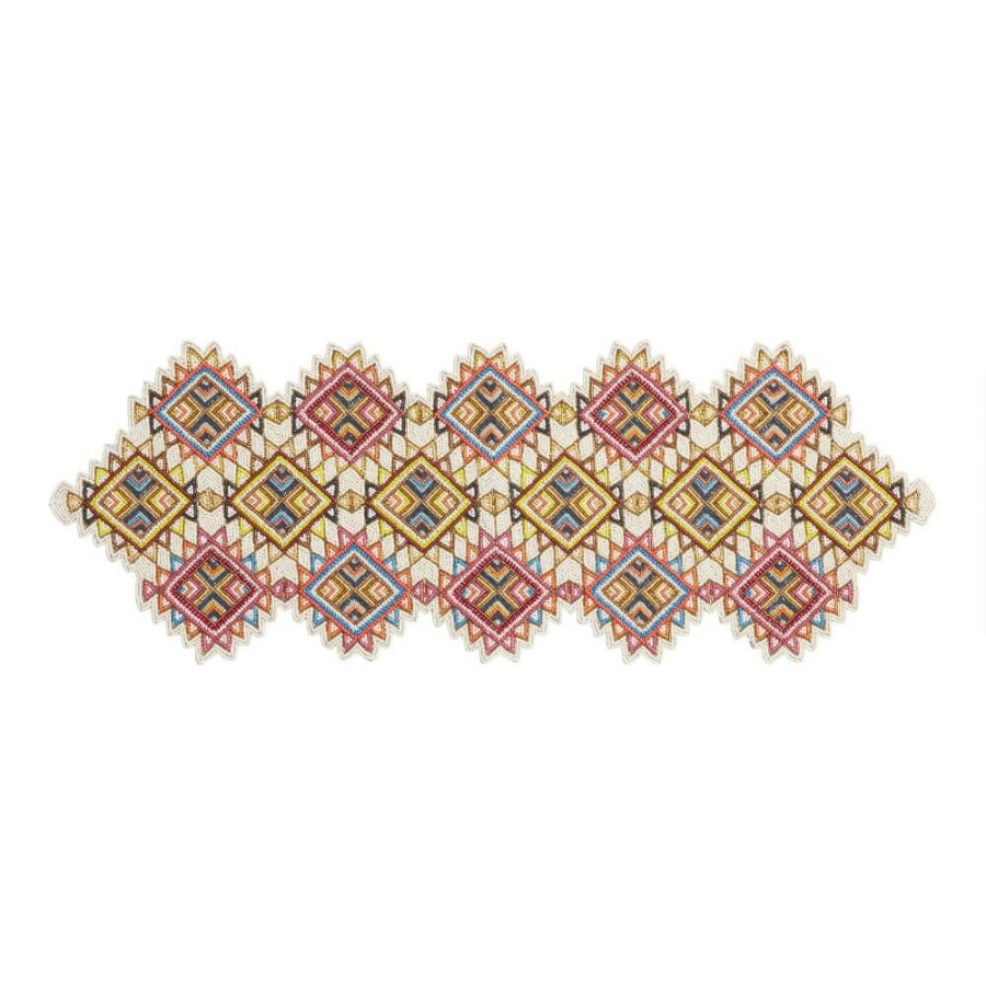 Table Linens * | World Market Multicolor Geometric Beaded Table Runner