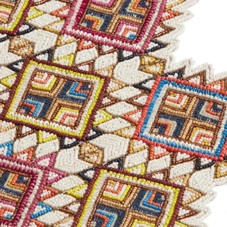 Table Linens * | World Market Multicolor Geometric Beaded Table Runner