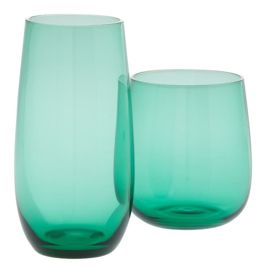 Drinkware * | World Market Wynn Emerald Bar Glass Set Of 2