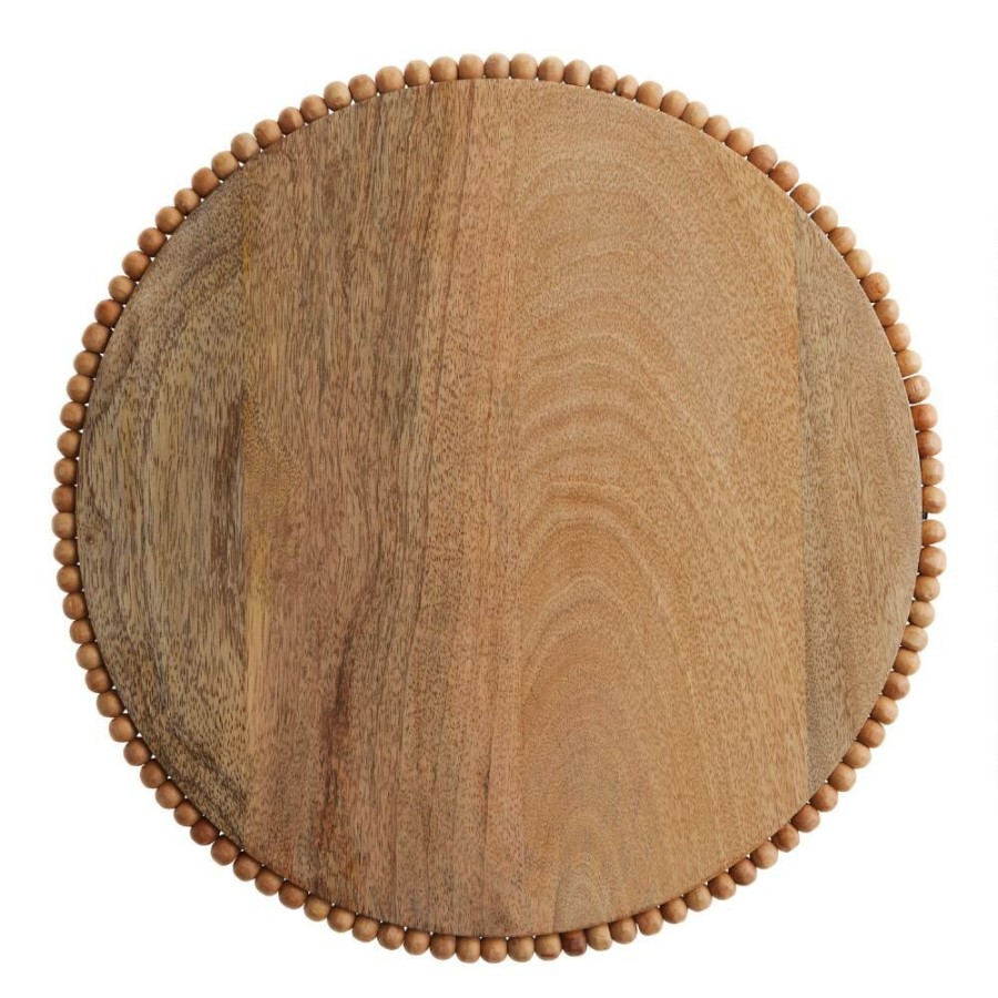 Serveware * | World Market Round Mango Wood Beaded Charger