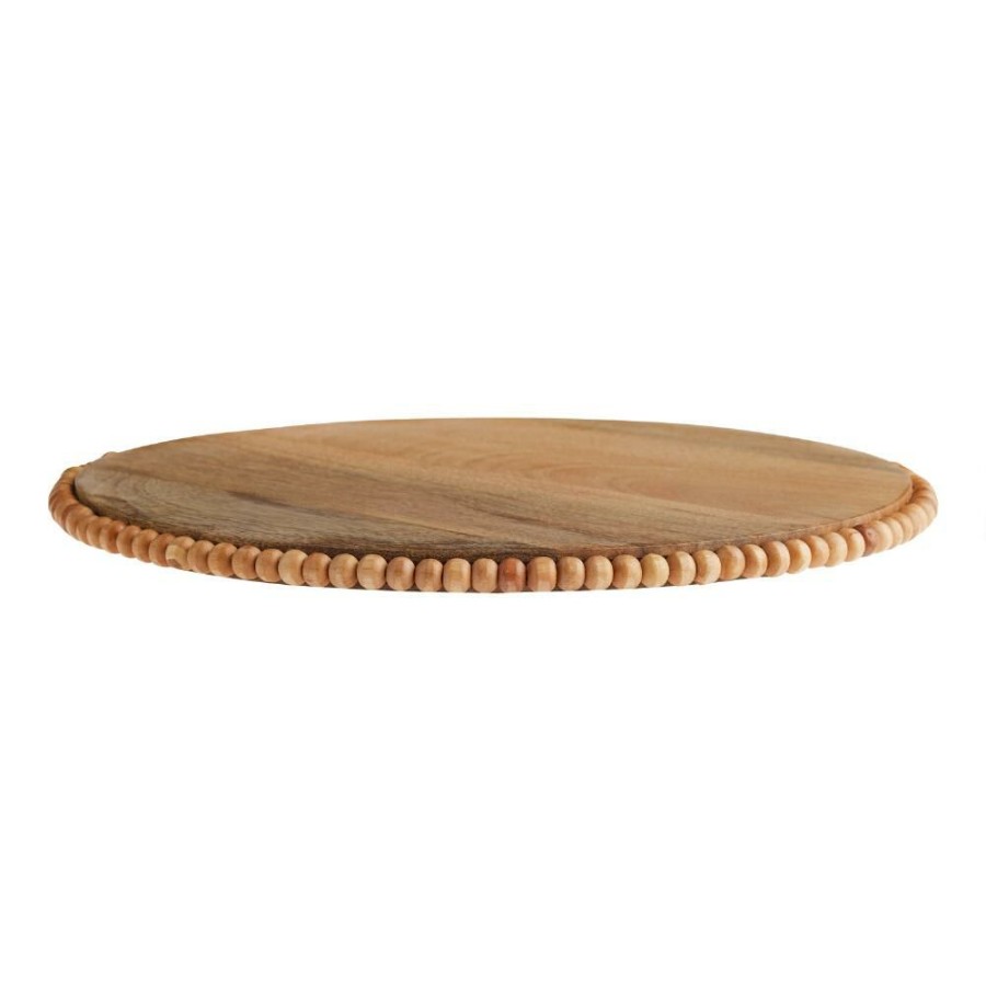 Serveware * | World Market Round Mango Wood Beaded Charger