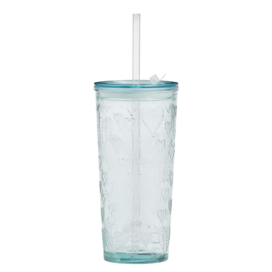 Drinkware * | World Market Spanish Recycled Glass To Go Tumbler With Straw