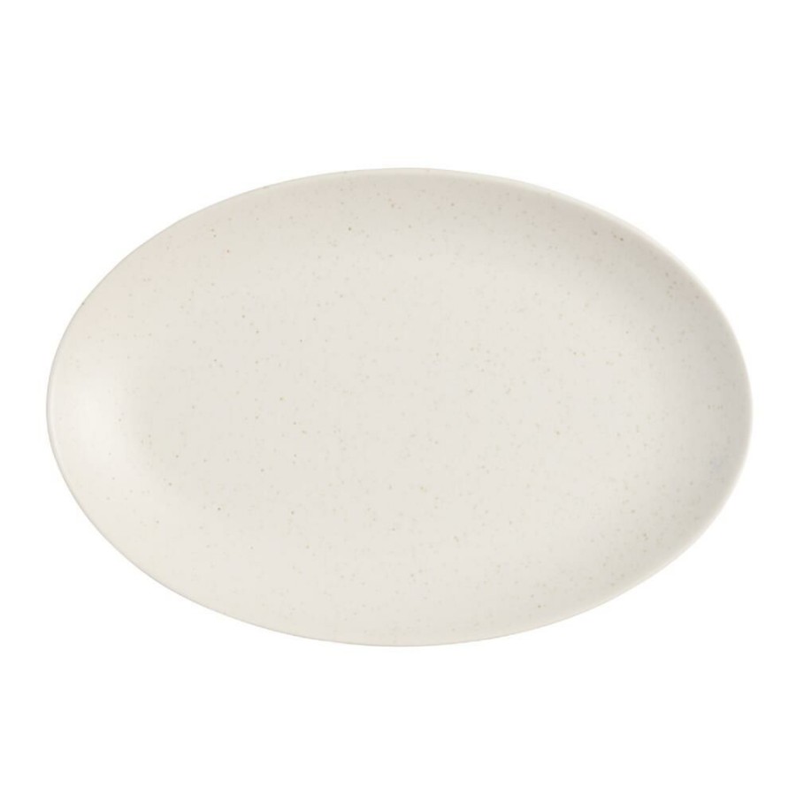 Serveware * | World Market Flekk Cream Speckled Serving Platter