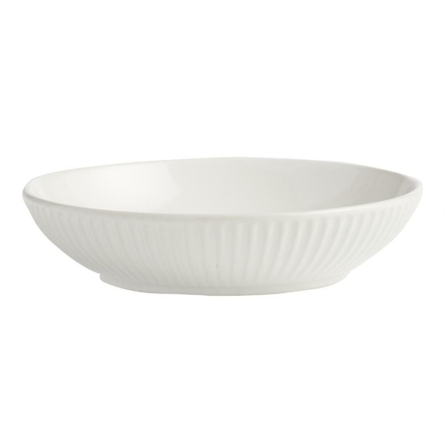 Dinnerware * | World Market White Whittle Ribbed Low Bowl