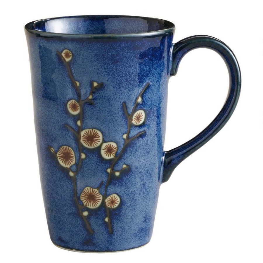 Drinkware * | World Market Cherry Blossom Blue Porcelain Mug Set Of 6