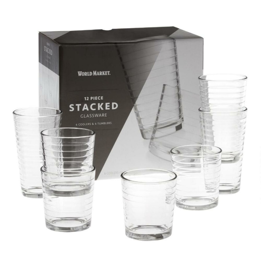 Drinkware * | World Market Stacked Glassware 12 Piece Set