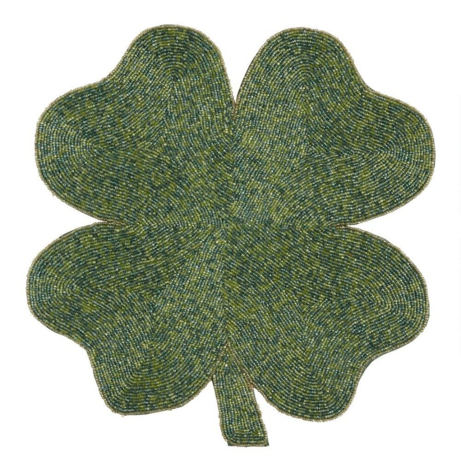 Table Linens * | World Market Pier Place Green Clover Beaded Placemat