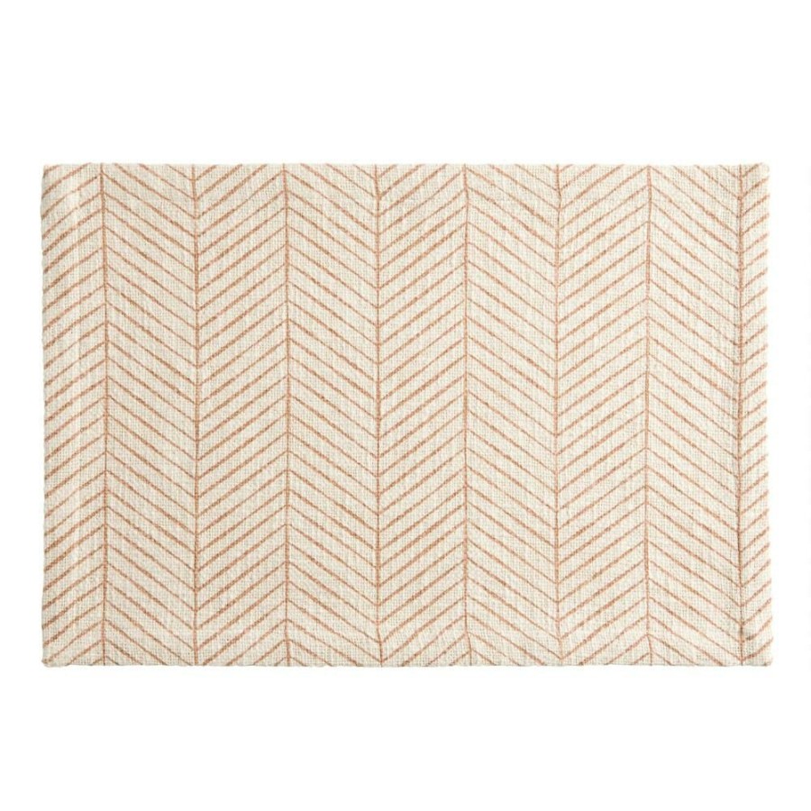 Table Linens * | World Market Natural Ivory And Brown Chevron Placemat