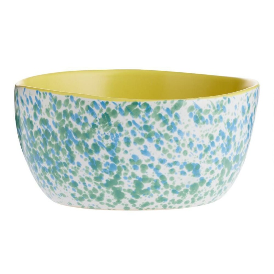 Dinnerware * | World Market Aqua Splatter Hand Painted Bowl