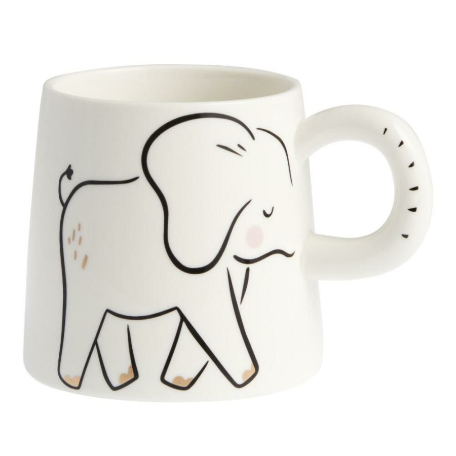 Drinkware * | World Market Elephant Trunk Handle Ceramic Mug