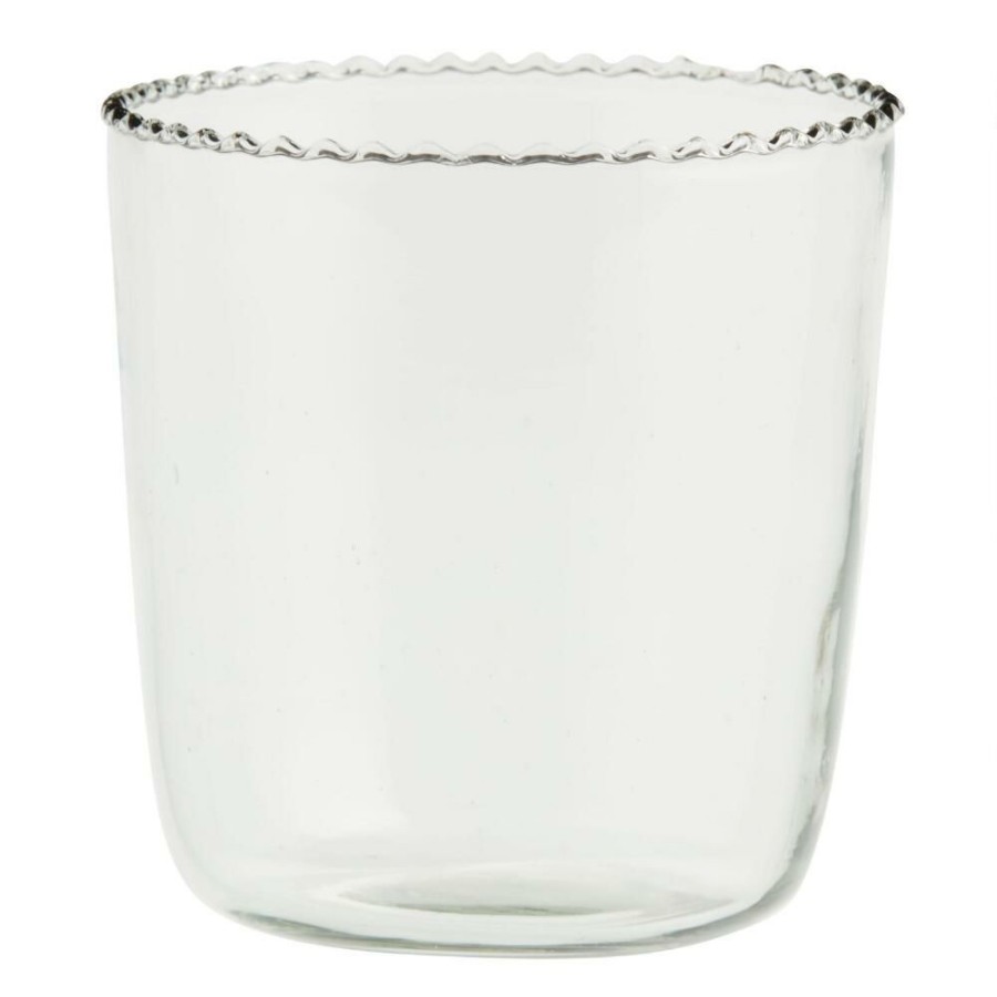 Drinkware * | World Market Textured Ruffle Double Old Fashioned Glass Set Of 2