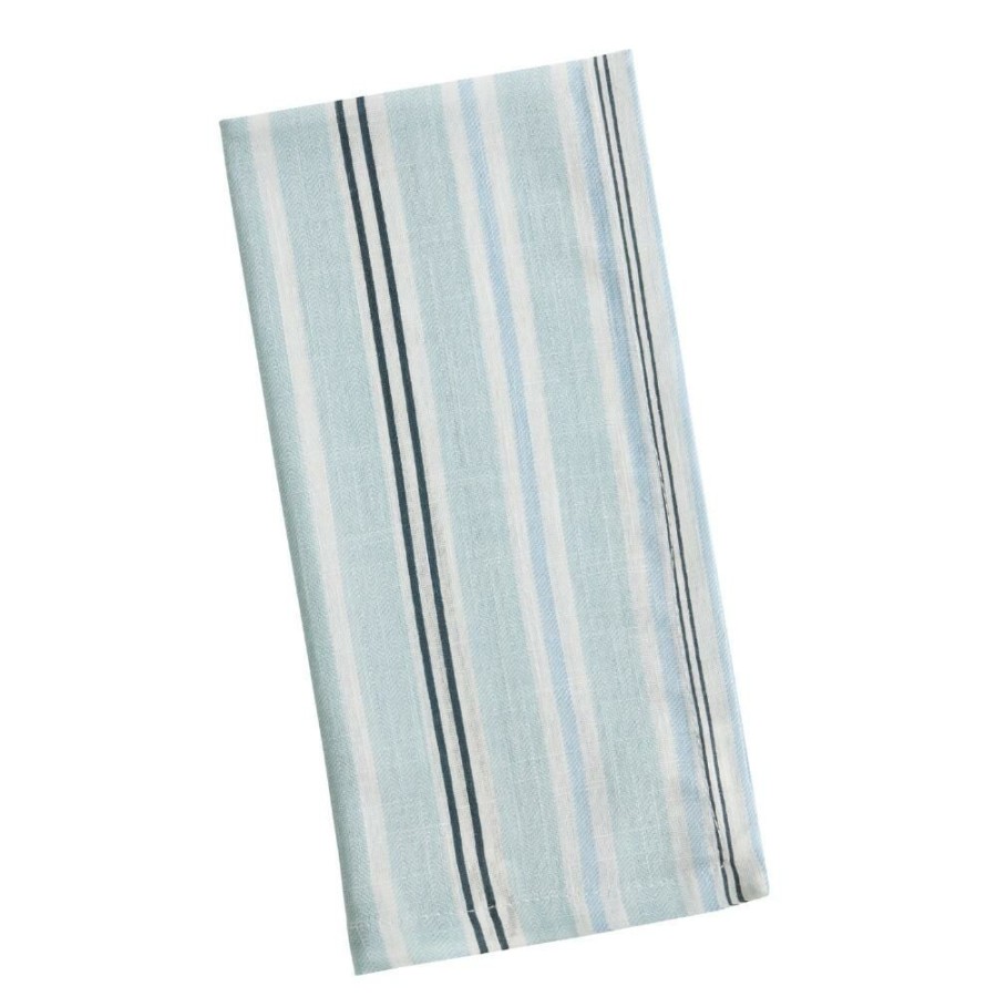 Table Linens * | World Market Gray Stripe Printed Cotton Napkins Set Of 4