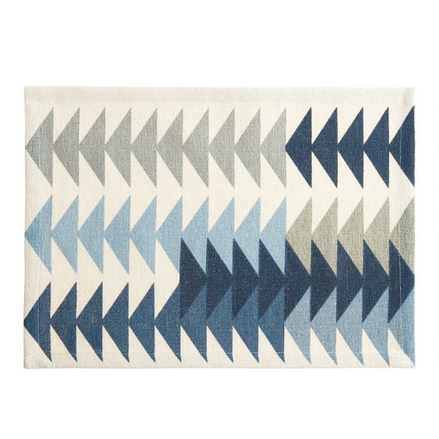 Table Linens * | World Market Ivory And Blue Geometric Arrows Placemat