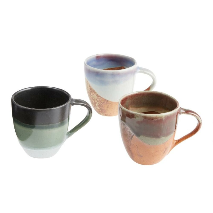 Drinkware * | World Market Organic Reactive Glaze Ceramic Mug Set Of 3