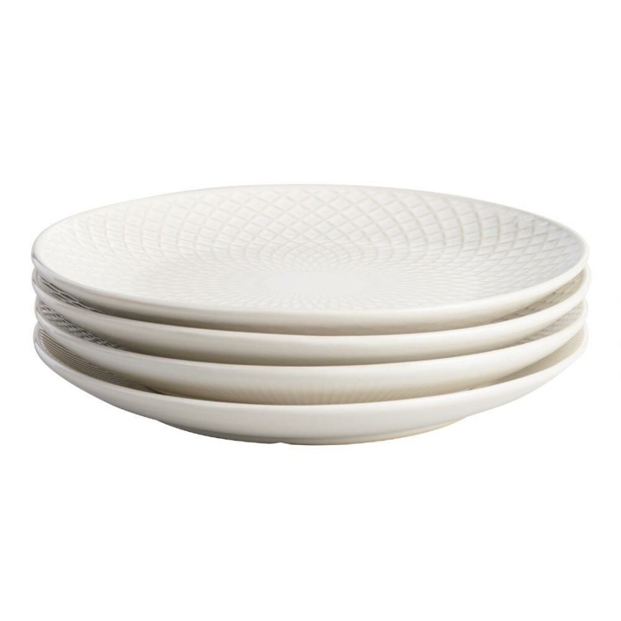 Dinnerware * | World Market Avery White Textured Dinner Plate Set Of 4