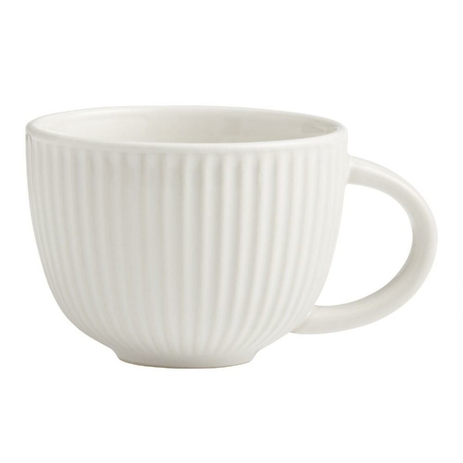 Drinkware * | World Market White Whittle Ribbed Ceramic Mug Set Of 2