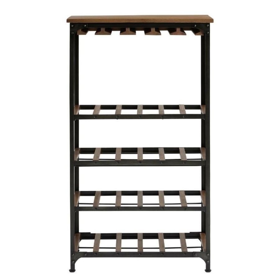 Bar * | World Market Erika Metal And Wood 24 Bottle Wine Rack